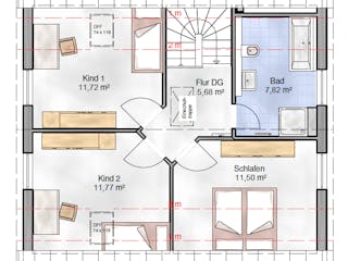 Massivhaus Einfamilienhaus Bozen von BauArt Massivbau, Satteldach-Klassiker Grundriss 2
