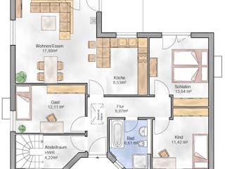 Massivhaus Bungalow Cannes von BauArt Massivbau, Bungalow Grundriss 1