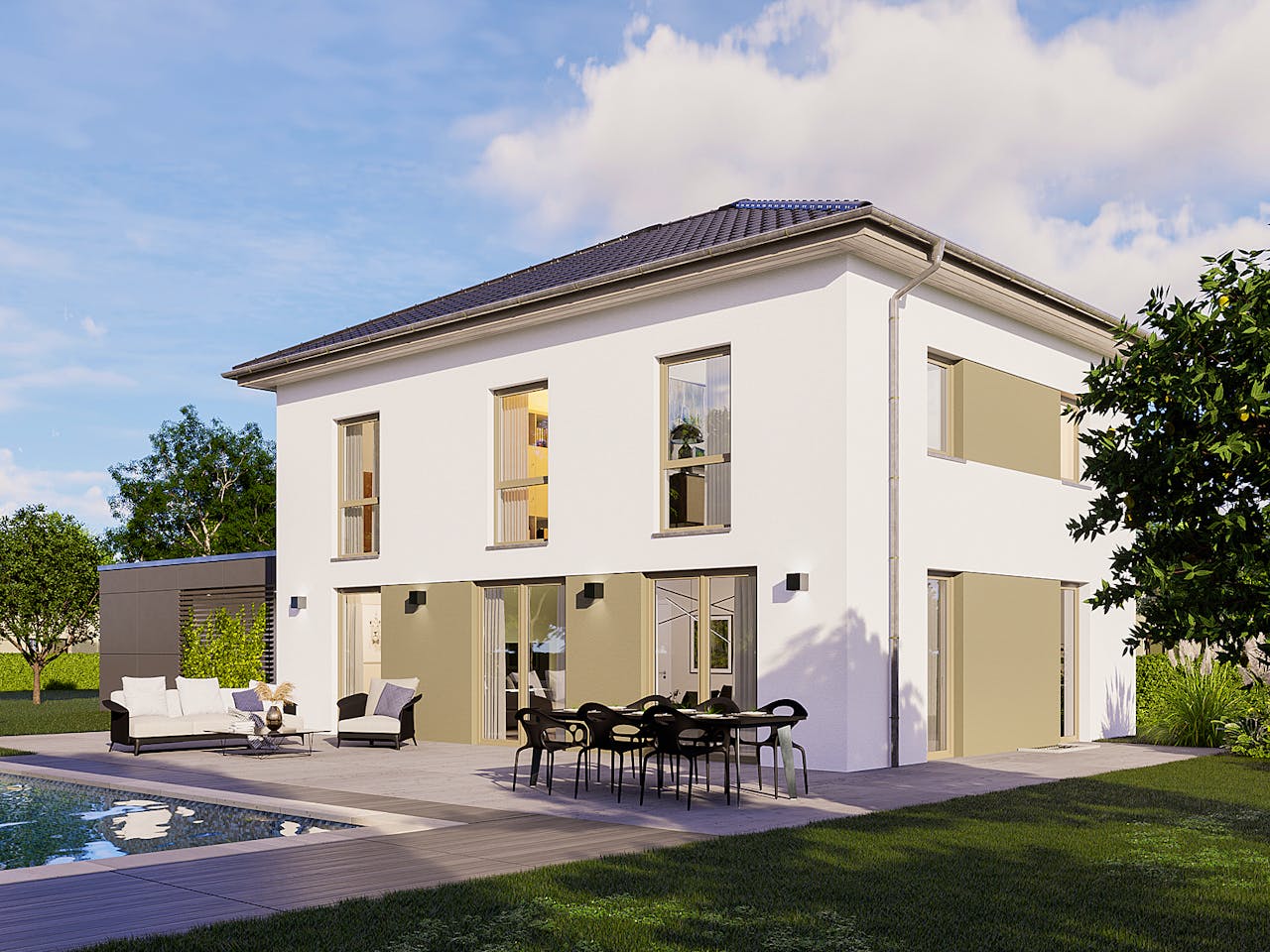 Massivhaus Stadtvilla Como von BauArt Massivbau, Stadtvilla Außenansicht 1