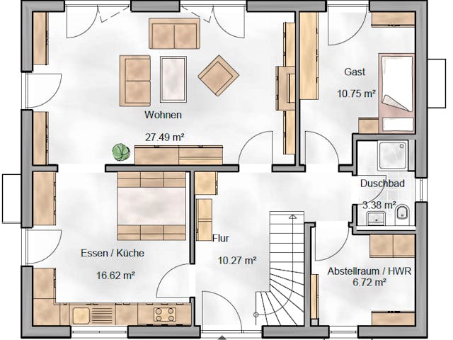 Massivhaus Stadtvilla Como von BauArt Massivbau, Stadtvilla Grundriss 1