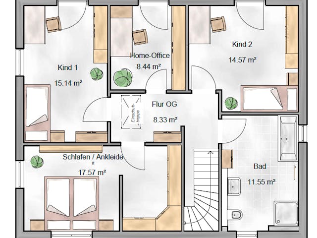 Massivhaus Stadtvilla Como von BauArt Massivbau, Stadtvilla Grundriss 2