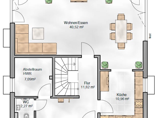 Massivhaus Stadtvilla Florenz von BauArt Massivbau, Stadtvilla Grundriss 1