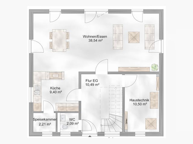 Massivhaus Einfamilienhaus Trento von BauArt Massivbau, Satteldach-Klassiker Grundriss 1 Massivhaus Einfamilienhaus Trento von BauArt Massivbau, Satteldach-Klassiker Grundriss 1