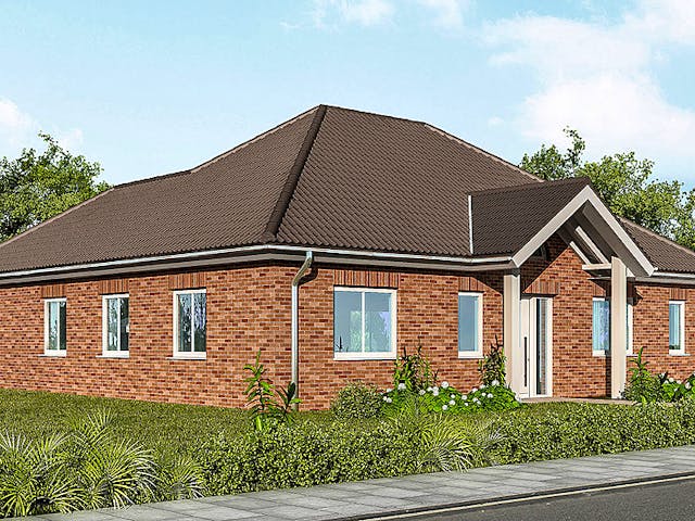 Massivhaus Bungalow BL 115 Variante K von Baudirekt,  Außenansicht 1