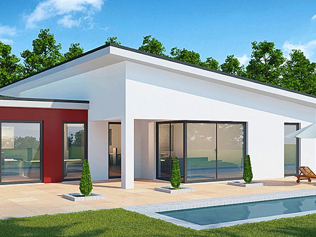 Massivhaus Bungalow BL 135 Variante M von Baudirekt, Bungalow Außenansicht 1 Massivhaus Bungalow BL 135 Variante M von Baudirekt, Bungalow Außenansicht 1