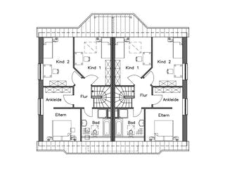Massivhaus Doppelhaus DH 120 Basis von Baudirekt,  Grundriss 2