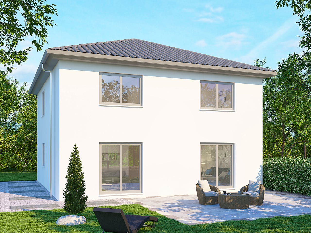 Massivhaus Stadtvilla SV140 Basis von Baudirekt, Stadtvilla Außenansicht 1