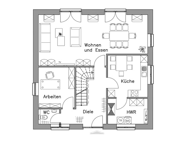 Massivhaus Stadtvilla SV155 Basis von Baudirekt, Stadtvilla Grundriss 1 Massivhaus Stadtvilla SV155 Basis von Baudirekt, Stadtvilla Grundriss 1