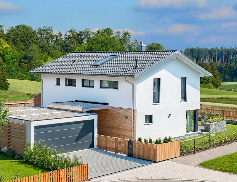 Fertighaus Herb - Kundenhaus von Bau-Fritz Schlüsselfertig ab 645000€, Satteldach-Klassiker Außenansicht 1