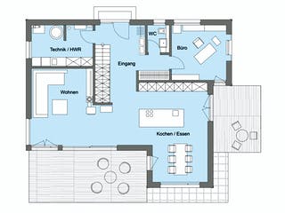 Fertighaus Herb - Kundenhaus von Bau-Fritz Schlüsselfertig ab 645000€, Satteldach-Klassiker Grundriss 1