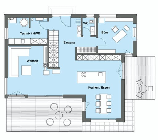 Fertighaus Herb - Kundenhaus von Baufritz Schlüsselfertig ab 625000€, Satteldach-Klassiker Grundriss 1
