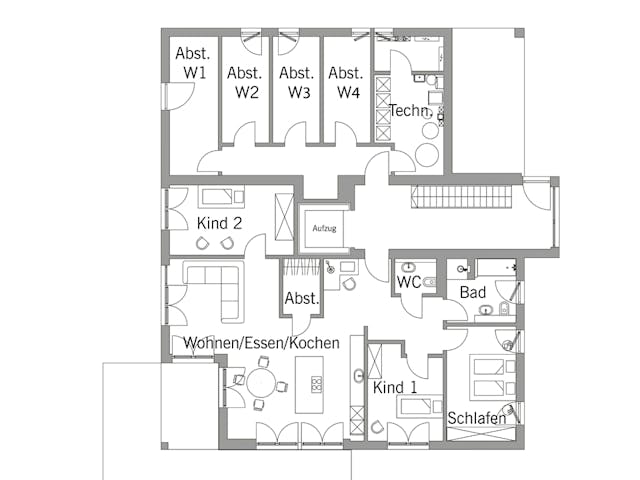 Fertighaus Mehrfamilienhaus Fink von Bau-Fritz - Mehrfamilienhäuser Schlüsselfertig ab 2700000€, Cubushaus Grundriss 1