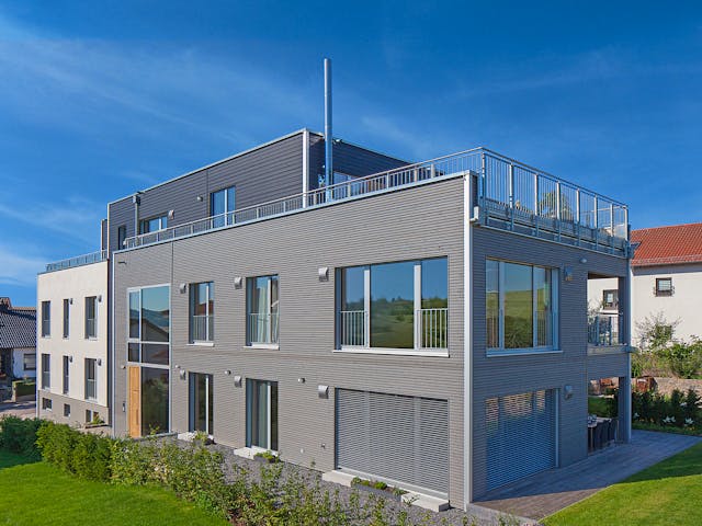 Fertighaus Mehrfamilienhaus Fluhr-Barth von Bau-Fritz - Mehrfamilienhäuser Schlüsselfertig ab 4125000€, Außenansicht 1