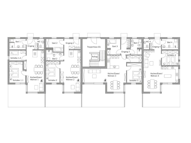 Fertighaus Mehrfamilienhaus Häberle von Bau-Fritz - Mehrfamilienhäuser Schlüsselfertig ab 5190000€, Grundriss 1