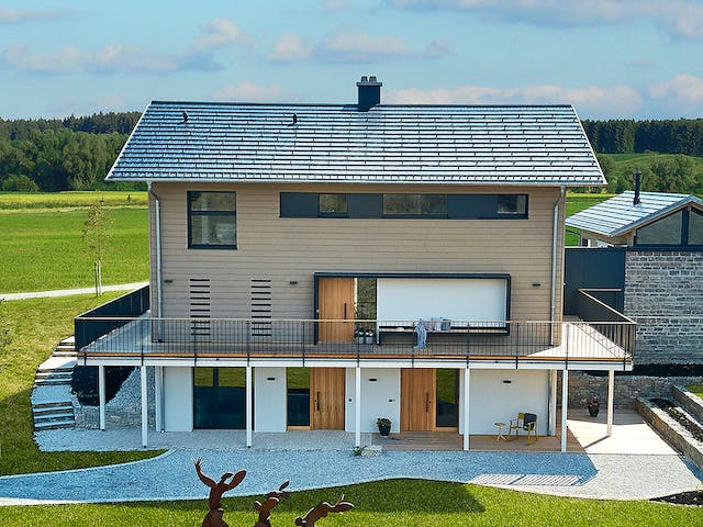 Fertighaus Heimat 4.0 - Musterhaus von Bau-Fritz Schlüsselfertig ab 845000€, Satteldach-Klassiker Außenansicht 1