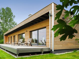 Fertighaus Moderner Bungalow von Bau-Fritz Schlüsselfertig ab 500000€, Bungalow Außenansicht 1