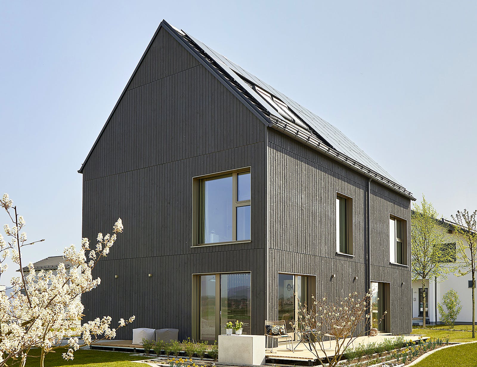 Fertighaus my smart green home - MH Schwarzwald von Bau-Fritz Schlüsselfertig ab 675762€, Satteldach-Klassiker Außenansicht 2