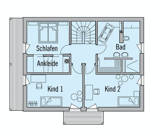 Fertighaus Motz-Russ - Kundenhaus von Bau-Fritz Schlüsselfertig ab 560000€, Satteldach-Klassiker Grundriss 2