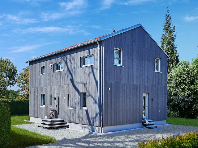 Fertighaus Remiger - Kundenhaus von Bau-Fritz Schlüsselfertig ab 470000€, Satteldach-Klassiker Außenansicht 1