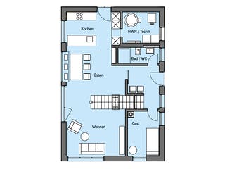 Fertighaus Remiger - Kundenhaus von Bau-Fritz Schlüsselfertig ab 470000€, Satteldach-Klassiker Grundriss 1