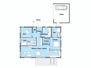 Fertighaus Schweiger - Kundenhaus von Bau-Fritz Schlüsselfertig ab 775000€, Bungalow Grundriss 1