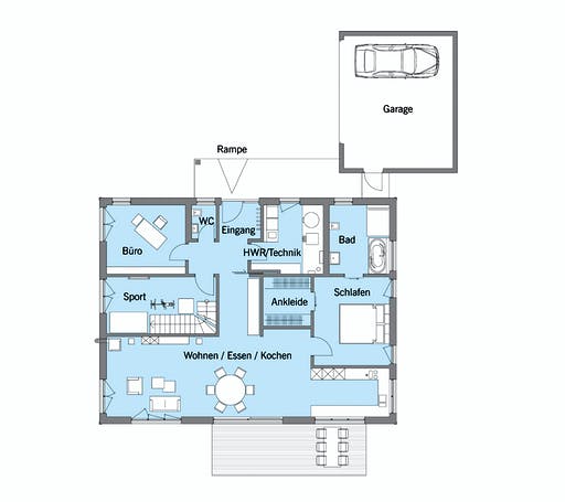 Fertighaus Schweiger - Kundenhaus von Baufritz Schlüsselfertig ab 510000€, Bungalow Grundriss 1