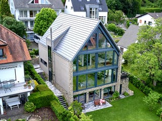 Fertighaus Steffen - Kundenhaus von Bau-Fritz Schlüsselfertig ab 1300000€, Satteldach-Klassiker Außenansicht 5