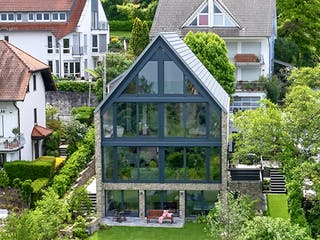 Fertighaus Steffen - Kundenhaus von Bau-Fritz Schlüsselfertig ab 1300000€, Satteldach-Klassiker Außenansicht 6