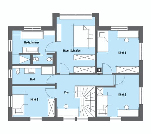 Fertighaus van Dyck - Kundenhaus von Baufritz Schlüsselfertig ab 682000€, Satteldach-Klassiker Grundriss 2