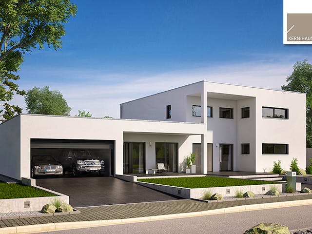 Massivhaus Bauhaus Ixeo von Kern-Haus Schlüsselfertig ab 754900€, Cubushaus Außenansicht 3