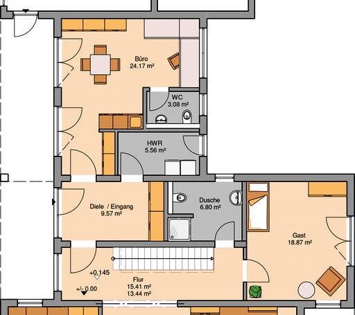 Massivhaus Bauhaus Ixeo von Kern-Haus Schlüsselfertig ab 708900€, Cubushaus Grundriss 1