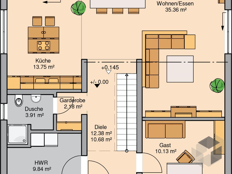 Bauhaus Linea von Kern-Haus Grundriss