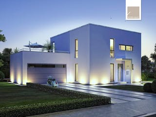 Massivhaus Bauhaus Novum von Kern-Haus Schlüsselfertig ab 339900€, Cubushaus Außenansicht 1