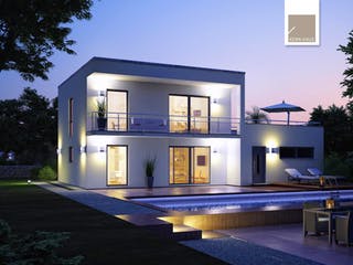 Massivhaus Bauhaus Novum von Kern-Haus Schlüsselfertig ab 339900€, Cubushaus Außenansicht 2