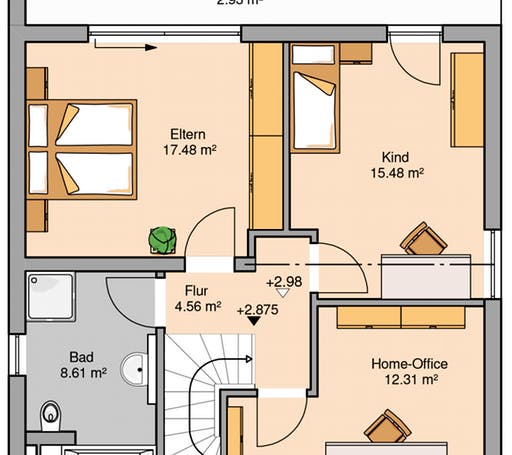 Massivhaus Bauhaus Novum von Kern-Haus Schlüsselfertig ab 366900€, Cubushaus Grundriss 2