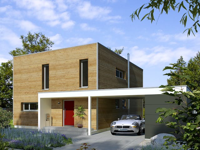Fertighaus Bauhaus V1 von Bau-Fritz Schlüsselfertig ab 474000€, Cubushaus Außenansicht 1