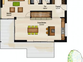 Fertighaus Bauhaus V1 von Bau-Fritz Schlüsselfertig ab 474000€, Cubushaus Grundriss 1