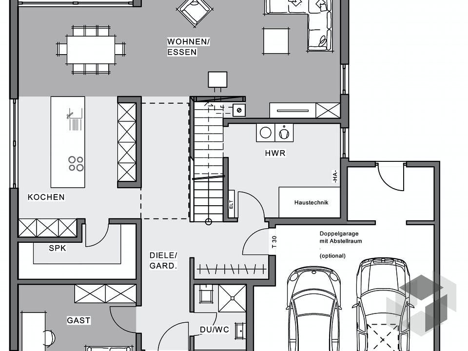 Bauhaus-Villa von Meisterstück-HAUS Grundriss