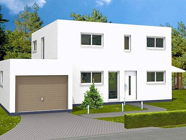 Massivhaus Bauhaus 141 von SYSTEMHAUS HAUSVERTRIEB Schlüsselfertig ab 303415€, Cubushaus Außenansicht 1