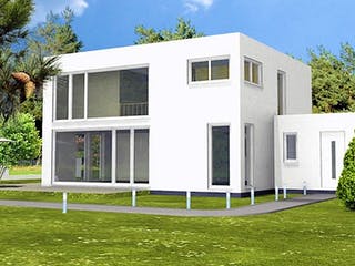Massivhaus Bauhaus 141 von SYSTEMHAUS HAUSVERTRIEB Schlüsselfertig ab 303415€, Cubushaus Außenansicht 2