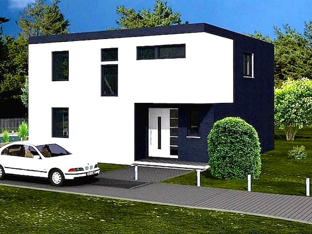 Massivhaus Bauhaus 154 von SYSTEMHAUS HAUSVERTRIEB Schlüsselfertig ab 318750€, Cubushaus Außenansicht 1