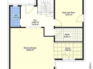 Massivhaus Bauhaus 154 von SYSTEMHAUS HAUSVERTRIEB Schlüsselfertig ab 318750€, Cubushaus Grundriss 1