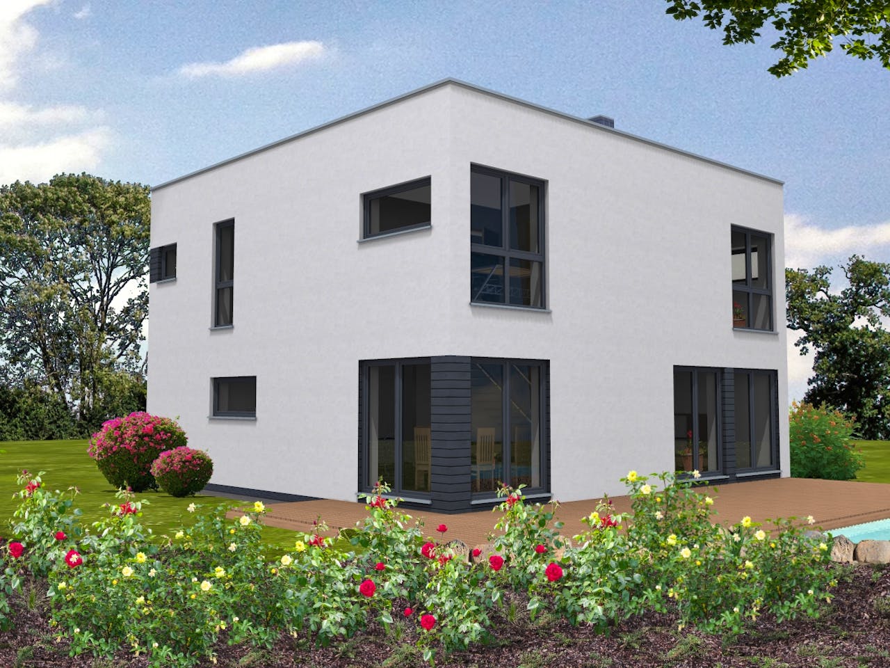 Fertighaus Bauhaus 161 von Suckfüll Energiesparhaus Schlüsselfertig ab 460013€, Cubushaus Außenansicht 1