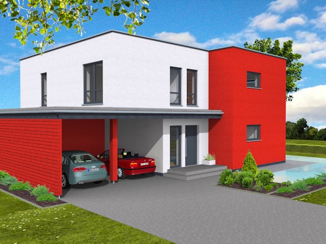 Fertighaus Bauhaus 197 von Suckfüll Energiesparhaus Schlüsselfertig ab 547875€, Cubushaus Außenansicht 1
