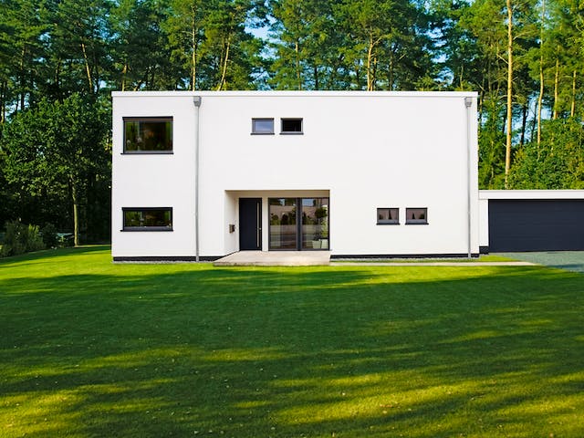 Fertighaus Bauhausvilla Cubus von Haacke Haus Schlüsselfertig ab 440000€, Cubushaus Außenansicht 2