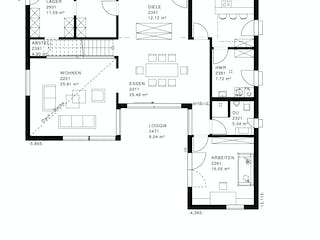 Fertighaus Bauhausvilla Cubus von Haacke Haus Schlüsselfertig ab 440000€, Cubushaus Grundriss 1