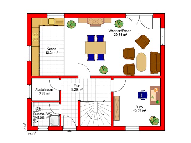 Massivhaus DAYLIGHT von BAUTREND-Haus, Satteldach-Klassiker Grundriss 1