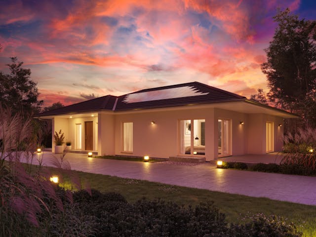 Fertighaus White&Black Bungalow 125 von WHITE&BLACK Fertighäuser Ausbauhaus ab 181062€, Bungalow Außenansicht 1