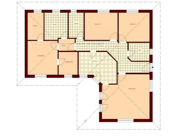 Massivhaus Drigge 143 von TIMOWA Massivhäuser Schlüsselfertig ab 339900€, Bungalow Grundriss 1
