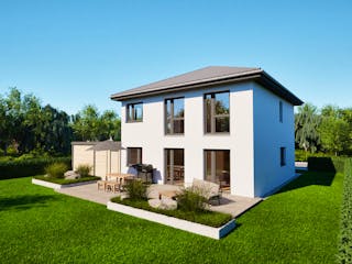 Massivhaus Entwurf CL131 von FAVORIT Massivhaus, Stadtvilla Außenansicht 8